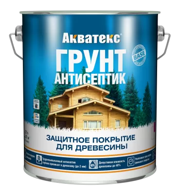 Грунт-антисептик Акватекс для древесины, алкидный, защитный, невымываемый, бесцветный 2,7 л